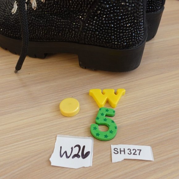 Steve Madden Shoes Leather 6 Boots Black Combat Chunky Lug Sole Studded Buzzer - Picture 15 of 16